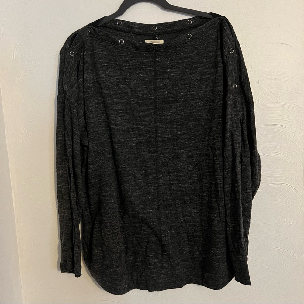 Black Heather Boat Neck Top